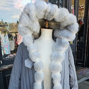 Quilted, Vintage, Faux Fur, 70s, 80s, Retro, Winter, Warm, Casual, Coat, Jacket